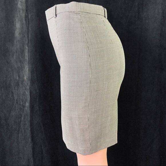 ESCADA HOUNDSTOOTH BLACK DESIGNER SKIRT OFFICE SUMMER WOOL MINI  SKIRT 36 EUC - Picture 9 of 10